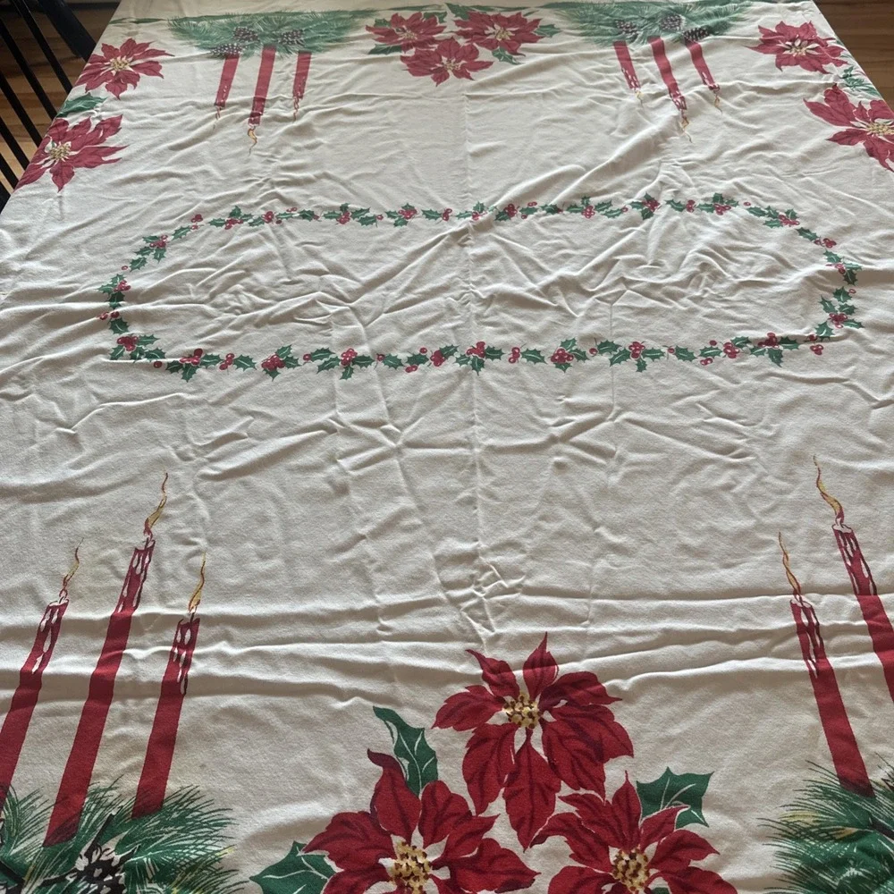 Christmas‎ Vtg Holiday MCM Bridge Tea Tablecloth 78X60